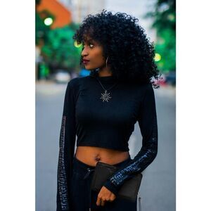 Women's Brand New Black Leather Crossbody and Hand Clutch Bag